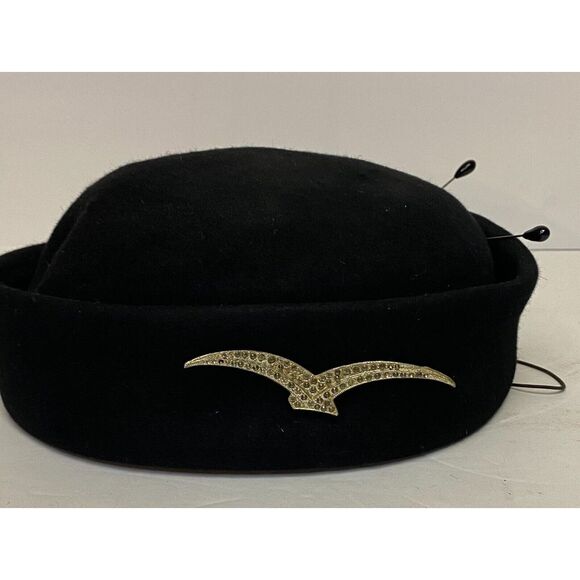 Vtg Norman Durana Womens Rhinestone Pillbox Hat‎ Black One Size - Picture 1 of 13